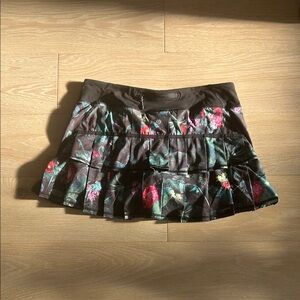 Lululemon Black Floral Mini Skirt